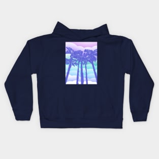 Retro Blue Palm Trees Kids Hoodie